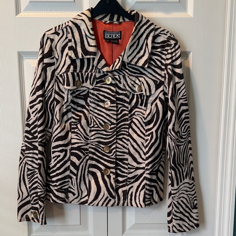 % Vintage Berek Animal Print Cotton Twill Jacket (M)
